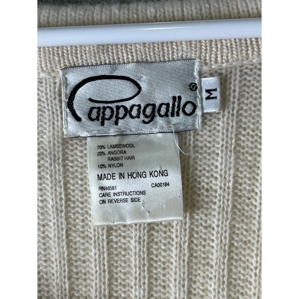 Vintage Ivory Lambswool Angora Beaded Ribbed Knit Sweater Skirt Set Quiet Luxury - Picture 6 of 13